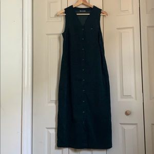 Vintage Suede Button Up Sleeveless Jumper Dress S
